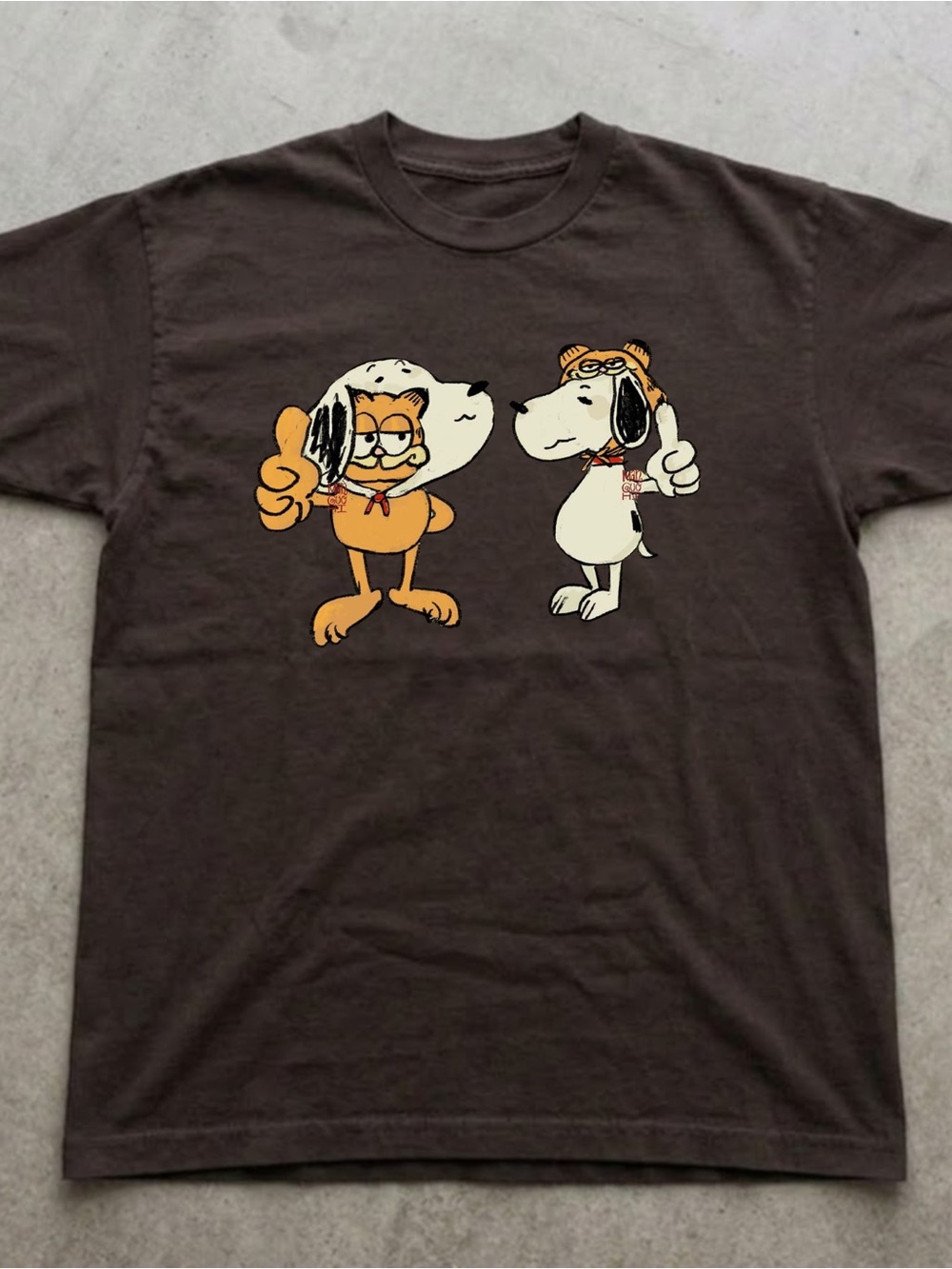 Cartoon Cat Dog Graphic Tee Gildan Cotton T-shirt